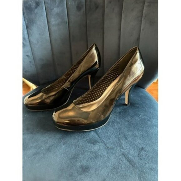 Madden Girl Black Patent Leather‎ Pumps Classic Heels Shoes Women's 7.5 - Picture 13 of 15